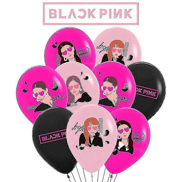 Blackpink -juhlatarvikkeet faneille syntymäpäiväjuhliin - 1 Blackpink -juhlalippu 18 Blackpink -juhlatäytettä 17 Blackpink -kakkukoristetta (FMY) Set D