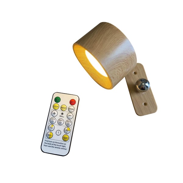 Led vegglampe USB oppladbar fjernkontroll trådløs veggmontert vegglampe for soverom lesing (FMY)