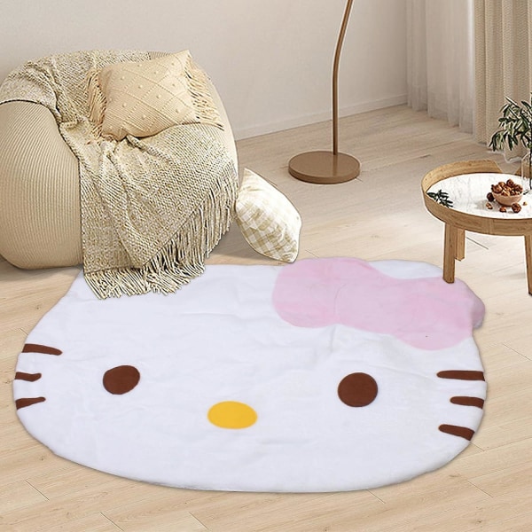 Cartoon Area Matta, söt Kawaii dekorativa rund matta för sovrum, Supermjuk Hello Kittie mattor för flickor sovrumsinredning (FMY)