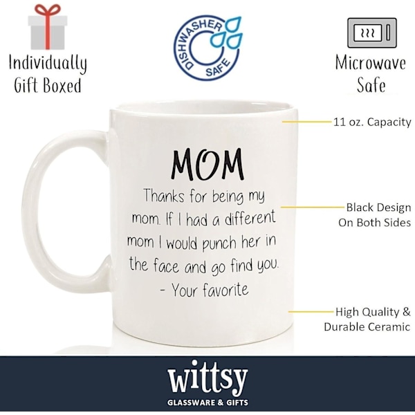 SSRGV Tack För Att Du Är Min Mamma Rolig Kaffemugg - Bästa Mors Dag Presenterna till Mamma, Kvinnor - Unik Skämtpresentidé till Honom från Dotter eller Son (FMY)