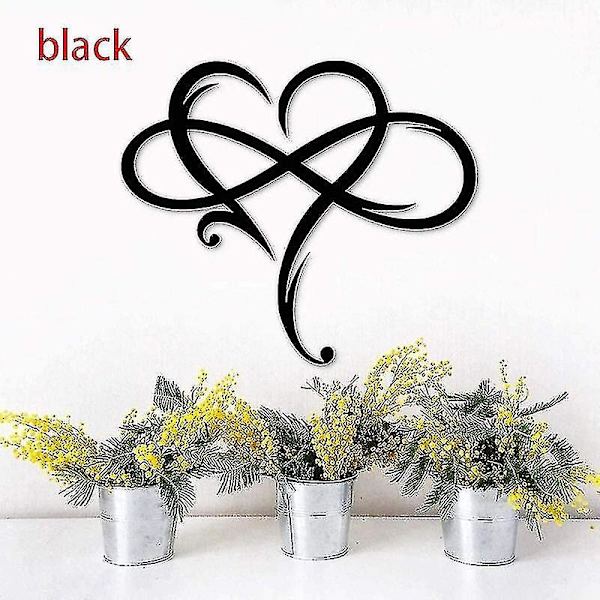 Evig Kärlek Järndekoration Oändligt Hjärta Metallvägg Dekorativ Konst Kärlek Familj Logotyp Bröllopsdekoration Familjepresenter Hängande Konst (FMY) Black 30.5 x 25.5cm