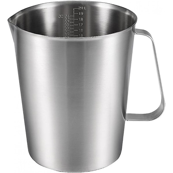 Målebeger 2000ml 64OZ, 2 Måleskalaer, Inkludert ML-skala, Ounce-skala, 304 Rustfritt Stål Gradert Beger med Håndtak for Lab Kit (FMY)