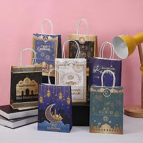 Mordely 6 st Eid Mubarak Papperspåse Presentförpackning STIL 4 (FMY)