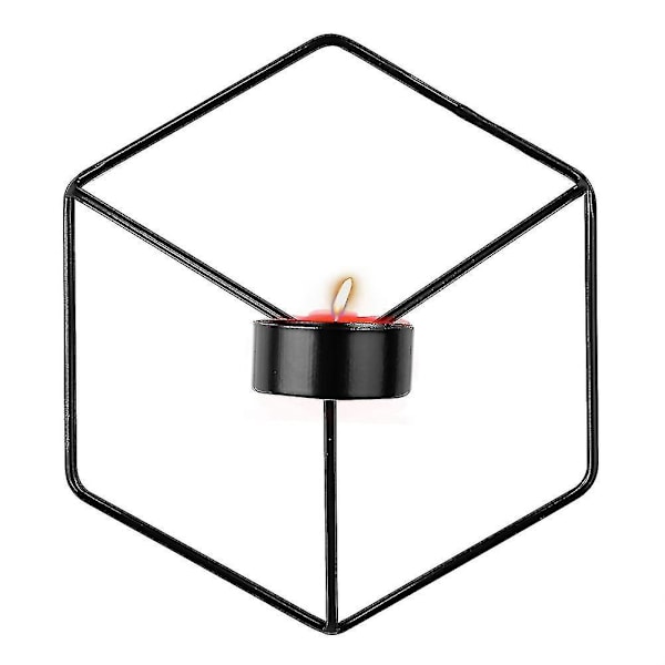 Nordisk stil 3D geometrisk ljusstake i metall, väggljusstake, heminredning, prydnad (FMY) black