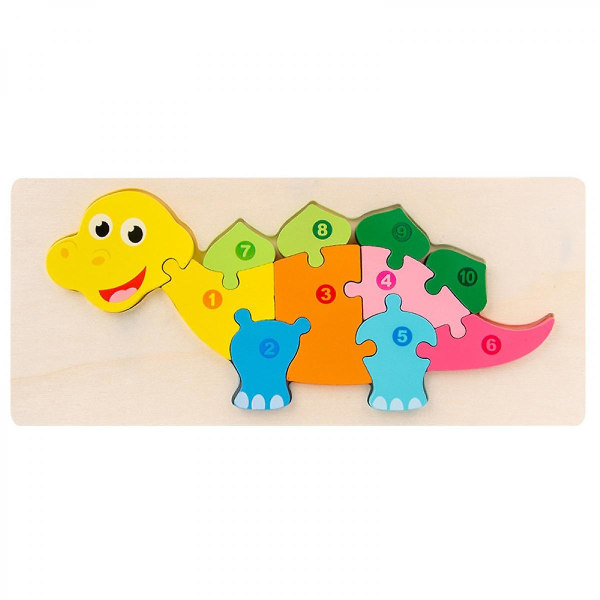 Toddler i trä för småbarn Pojkar och flickor, baby Pedagogisk leksakspresent med djur Ljusa färgformer Inlärningspussel (FMY)