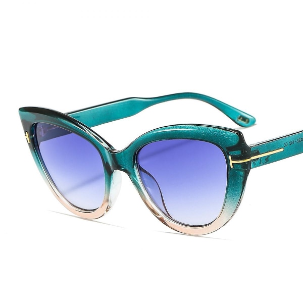 Cateye solglasögon för kvinnor mode spegelglas metallbåge (FMY)