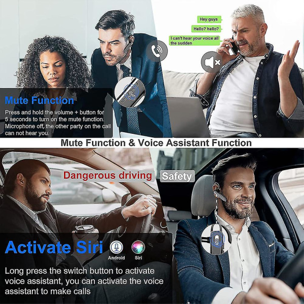 Trådløst Bluetooth Business Headset Hængende In-ear Digital Hovedtelefon til Kørsel Business Office (FMY)