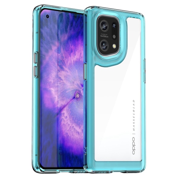 Tpu + Akryl Hybridfodral för Oppo Find X5, Oberoende knappar Stötsäker skyddande telefonfodral  (FMY) Transparent Blue