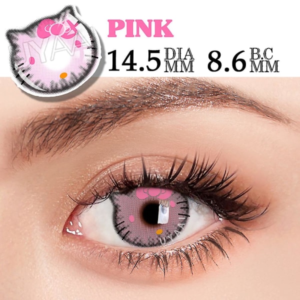 Halloween kontaktlinser kontaktlinser 1 par rosa pupiller Fargede pupiller for øynene for cosplay Anime tilbehør (FMY) Kitty