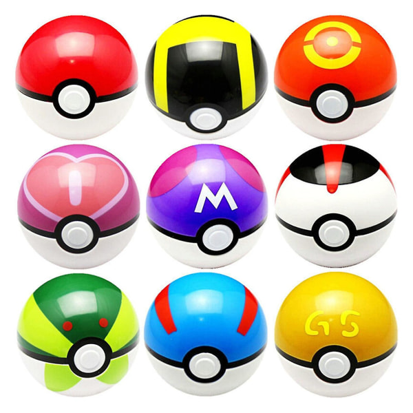 Bästsäljande 9-pack 7cm Samling Roliga Pokeball Leksaker För Barn Hempresent Cosplay Rekvisita Lätt (FMY)