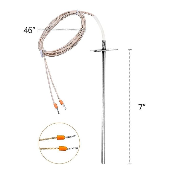 Rtd-sond erstatning for Traeger digital termostat - 7\" Rtd-temperatursensor for Traeger pelletsmokergrill (DPD)