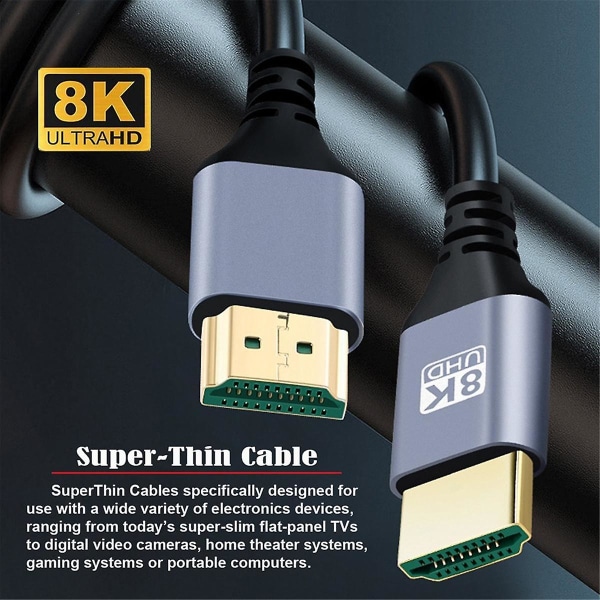 Hdtv 2.1 8k Ultra HD-kabel -kompatibel 19+1 Core Od4.0 Ultra Thin Cable Multi-function Tv Computer (FMY)