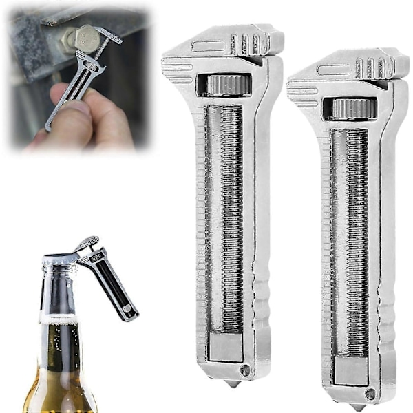 Mini Multiverktygsnyckel, Kompakt Multiverktyg i Titan, Mini Multiverktyg i Legering, Burk- och Flasköppnare för Vardagsbruk, Camping & Vandring (FMY) 2Pcs