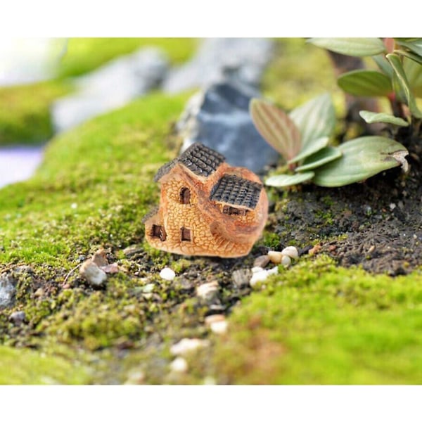 4 stycken/ set Miniatyrer Fairy Garden Stenhus Mini Resin Hantverksstuga Landskapsprydnader för trädgårds-- (FMY)