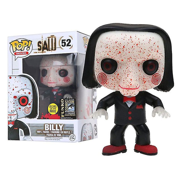 Kauhuelokuvasarja Saw Vinyl Figuuri #52 Billy Glows In The Dark Collection Toimintahahmolelut Vinyylinukke Halloween-lahjat (FMY) with retail box2