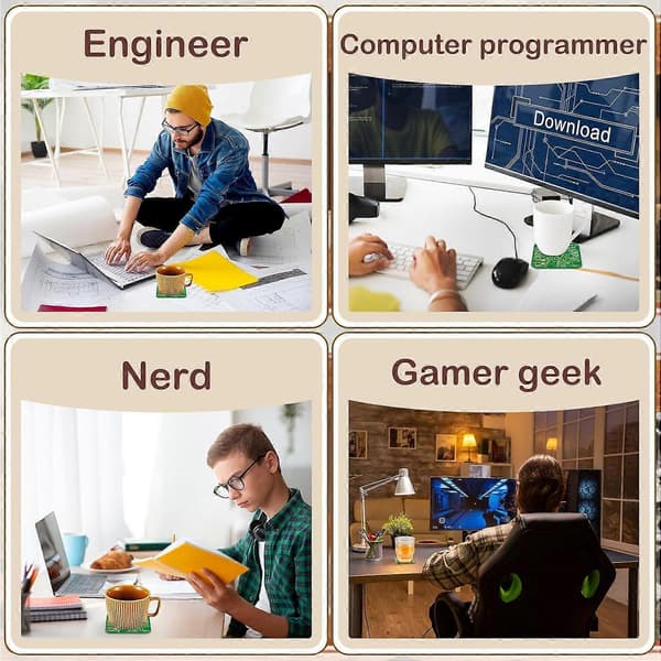 4 stk. printplade coasters til drikkevarer PCB coasters Immersion Gold printplade PCB Desi (FMY)
