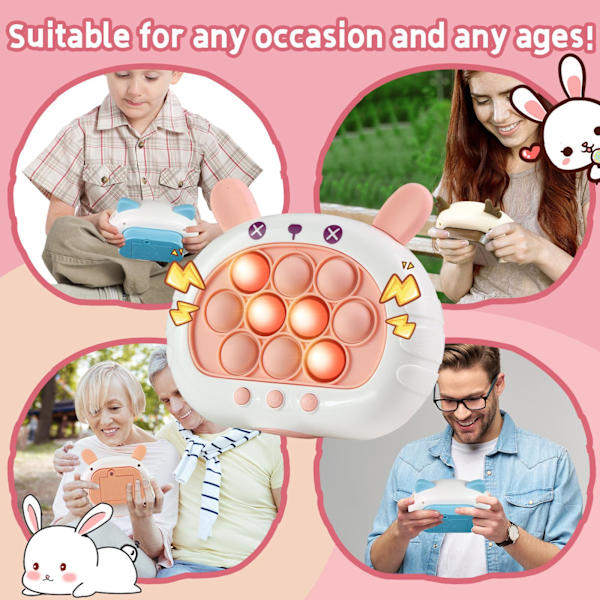 Snabb Push Pop-bubbelspel - Den ultimata stressreducerande leksaken för pojkar & flickor, rolig & engagerande sinnesleksak (FMY) Pink Rabbit