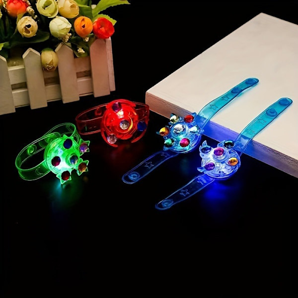 6 st LED-snurrande armband, festfavoriter, lysande i mörkret festtillbehör (FMY) Random