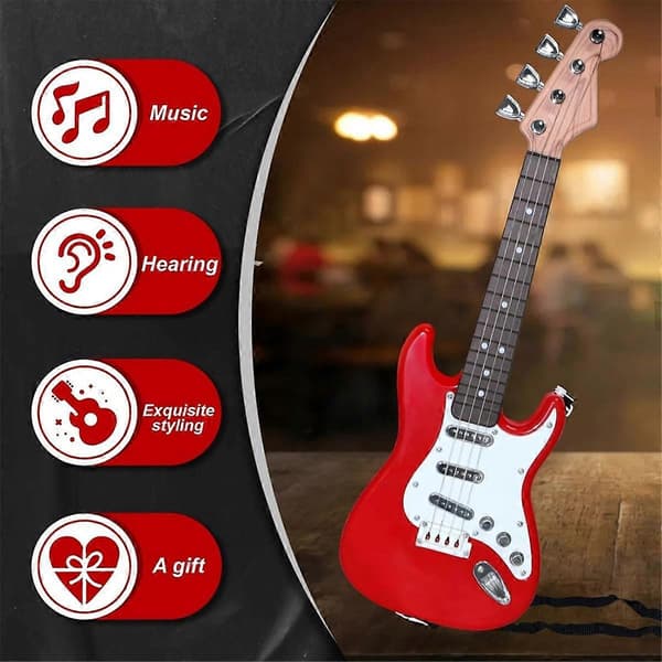 17-tums Gitarrleksak för Barn, 4 Strängar Elektrisk Gitarr Musikinstrument för Barn, Bärbar Elektronisk Instrumentleksak, C (FMY)