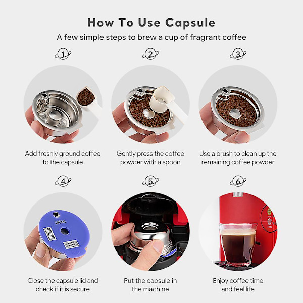 60ML/180ML/200ML Genanvendelig Kaffe Kapsel Kropskop Låg Filterboks til Tassimo (FMY) 200ml + Spoon Brush