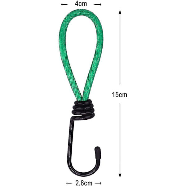 12 stk krokspenner, presenningspenner krok bungeespenner camping med krok, elastisk webbing  (FMY)