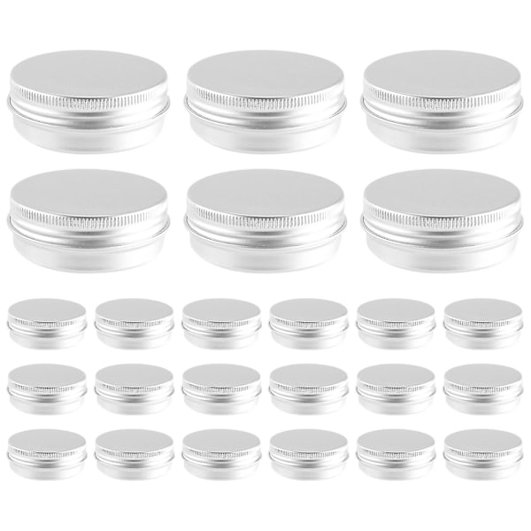 48 st 1 burk Silver Aluminiumburkar med skruvlock Runda Aluminiumburkar med skruvlock (FMY)