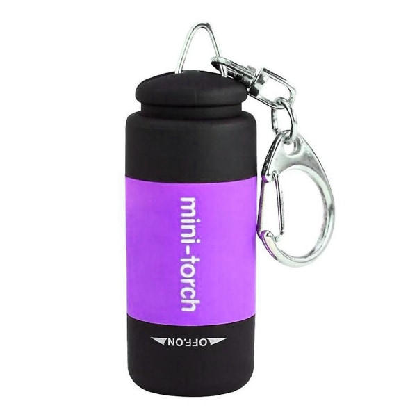 Ficklampa Mini LED-lampa USB-laddningsbar ficklampa Nyckelring för resor Camping  (FMY) Purple