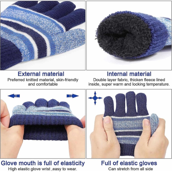 3 i 1 varme lue skjerfhansker sett for barn Vinter Thicken Fleece Thermal Knit Chapea Scarf Gloves (FMY)