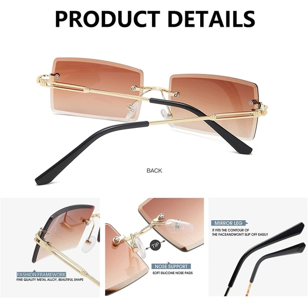 Firkantede solbriller til kvinder Mænd Indfattede trendy mode rektangulære solbriller UV-beskyttelse Retro vintage damesolbriller (FMY)