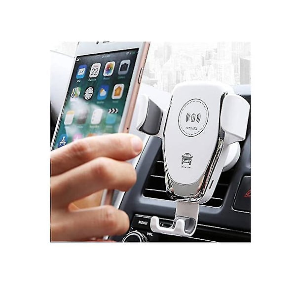 Mobiltelefon Bilholder Med Trådløs Lading 15w, Hurtiglading, Robust Design, Micro Usb(hvit)  (FMY)