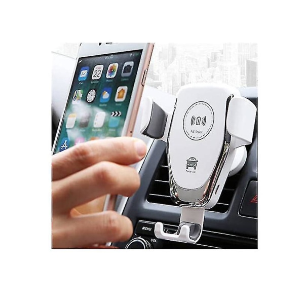 Mobiltelefon bilholder med trådløs lading 15w, hurtiglading, robust design, mikro usb (hvit) (FMY)