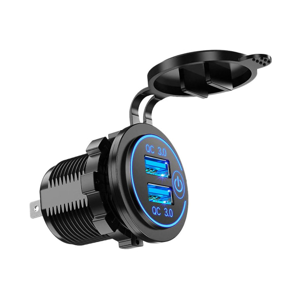 Quick Charge 3.0 Dual USB autolaturi 12v 36w USB pikalaturi kytkimellä Boat Motorcycle Truc (FMY) Black
