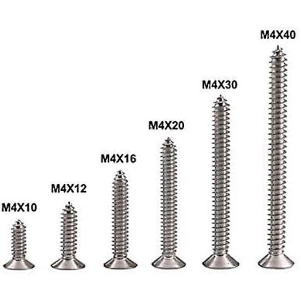 200 Pcs M4 Stainless Steel Self Tapping Screws Phillips Flat Head Screws Diy Wood Screws (100 Pcs M4 X 10mm, 100 Pcs M4 X 12mm)  (FMY)