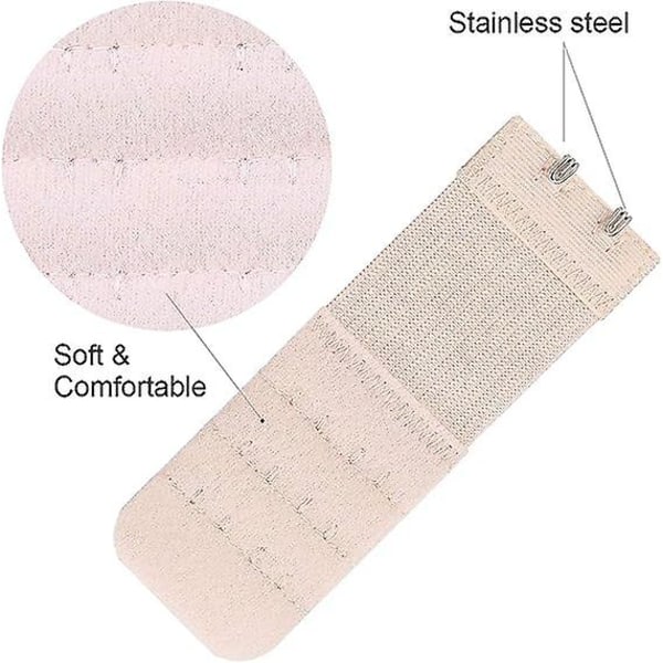 6 stk. Myke og Komfortable Elastiske BH-Forlengere, BH-Forlengelsesstropp med 2 Kroker og 3 Rader, Dame-BH-Forlenger, BH-Bånd (FMY)