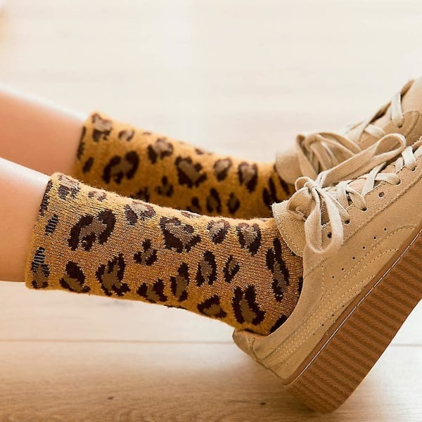 Leopard Print Socks Animal Print Socks Autumn Winter Wool Fuzzy Crew Socks 3  (FMY)