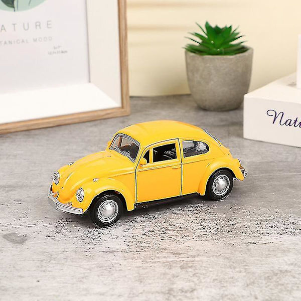 Retro Beetle Diecast Pull Back Bilmodell Leksak För Barn Present Dekor Figurer (FMY) Yellow