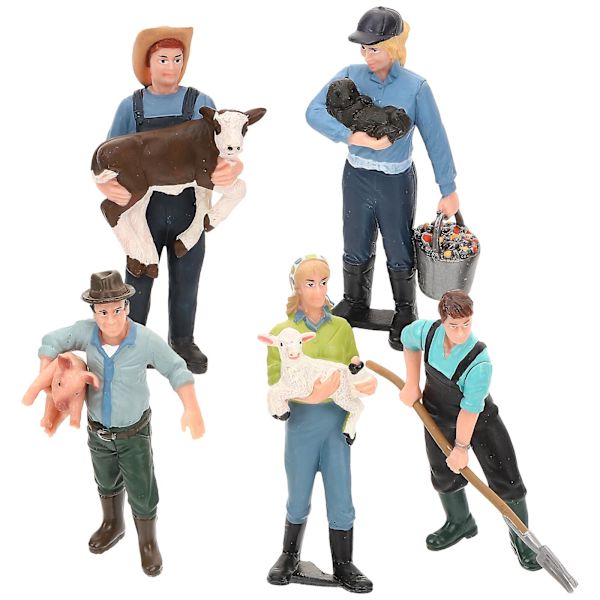 5 stk. Landmand Model Farm Karakter Model Simulering Landmand Miniature Figur Kage Dekoration (FMY) 9.5x4.5cm