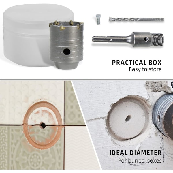 Hulssag for murstein 50mm Betong Hulssag 8x110mm Boringskrone Med Sds Plus Adapter For Murverk Og Betong  (FMY)