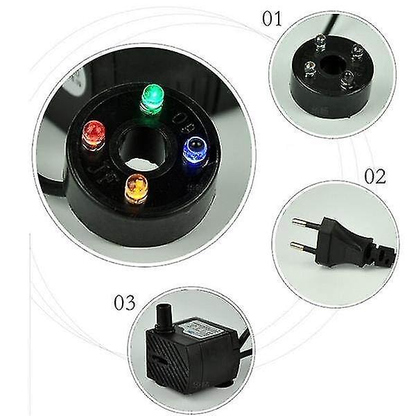 3w kraftfull nedsänkbar vattenpump med LED-ljus justerbart vattenflöde för fontäner dammar akvarium  (FMY)