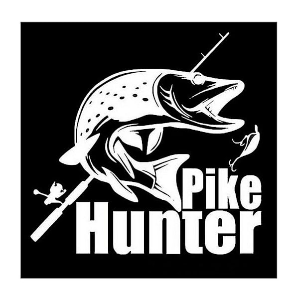 Pike Hunter -kalastushattu Peräluukun sivuikkunan tarra Auton ja kuorma-auton tarra Koriste (FMY)