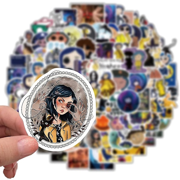 Coraline Vedenkestävät Tarrat (100 kpl) Hydroflask Vedenpullolle Esteettiset Vinyyli Tarrat Kannettavalle Luistolaudalle Matkalaukulle Teineille Lapsille/cor  (FMY) Cor