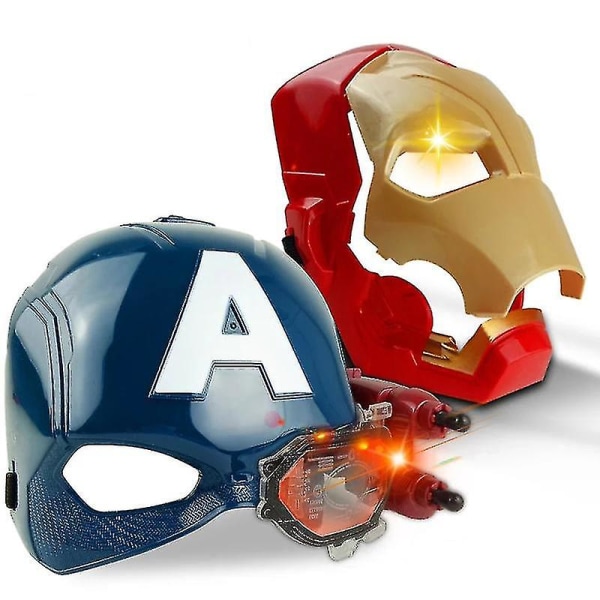 Marvel Avengers 4 Iron Man Captain America Mask Light Sound Helmet Open Mas (FMY)