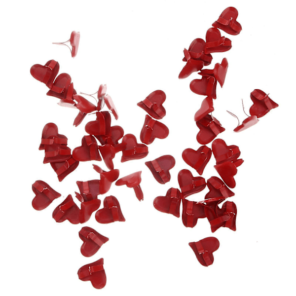50 stk Mini Brads Hjerteformet Brad Pastell Brads for Scrapbooking Håndverk Making Stempling og DIY - 11mm (Rød)  (FMY) Red