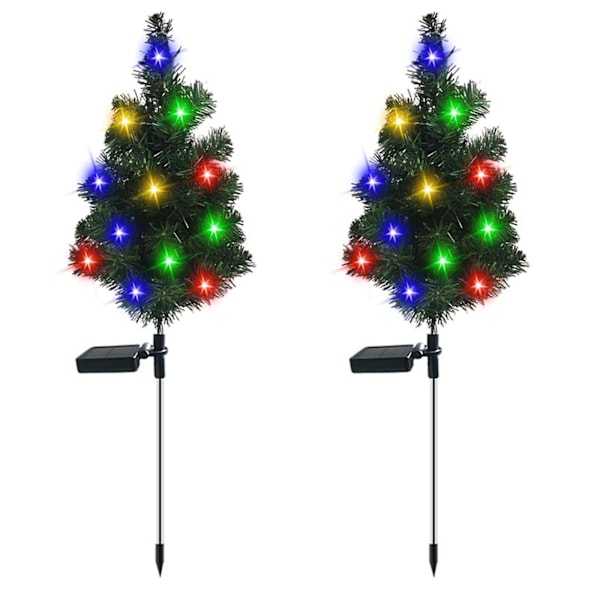 Säsongs- och semesterdekorationer 2-pack Solcellsjulgranslampa, trädgårdsdekoration, gräsmattor LED-färglampa, utomhus vattentät landskapslampa (FMY) Multicolor A