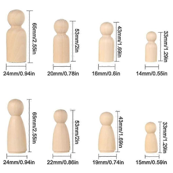 Träfigurer, 50 st DIY Träfigurer Dockor, Humanoida Marionetter Barnleksaker Manliga och Kvinnliga Dockleksaker Hantverk Konst & Hantverk, 4 S (FMY)
