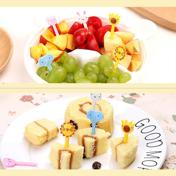 Söta Djur Fruktgafflar 10st Cartoon Zoo Bento Boxar Banan Apelsin (FMY)
