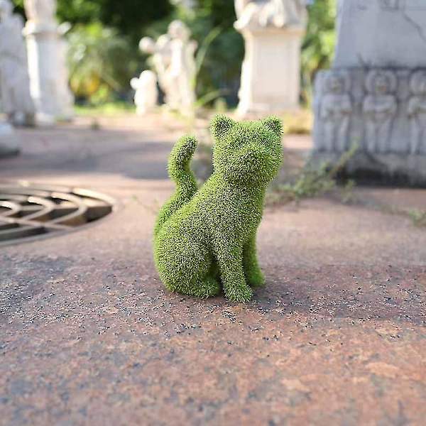 Wabjtam Kunstig Buksbom Hage Katt Hage Statue Grønn Simulering Flokking Katt Gårdsplass Skulptur  (FMY)