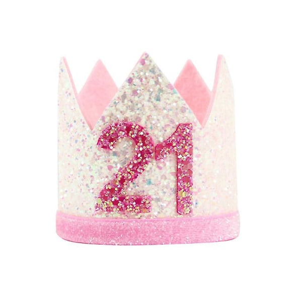 Nummer 21 Fødselsdag Krone Design Hatte Fest Glitter Mini Hat Fødselsdagsfest Dekorationer Rekvisitter- Stil H