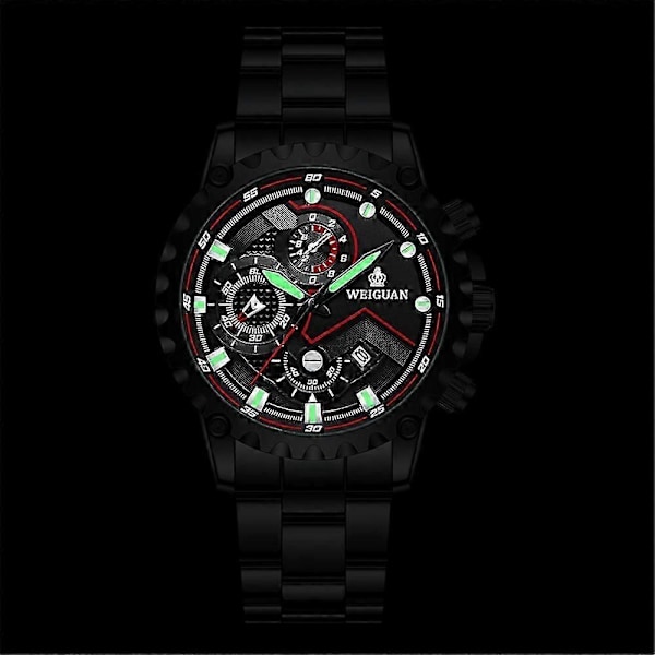 Herre Ur Klassisk Rustfrit Stål Kvarts Lysende Luksus Armbåndsur Vandafvisende (FMY) black steel with black backg