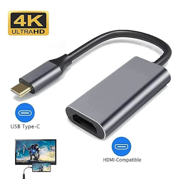 USB-C till HDMI-kompatibel adapterkabel Typ C till 4K HDTV-konverteringskabel USB 3.1 för projektor PC MacBook Pro bärbar dator surfplatta HUAWEI (FMY)